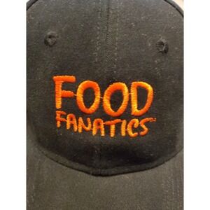 Food Fanatics Black Strapback Baseball Cap Adjustable Unisex Chef Kitchen Hat